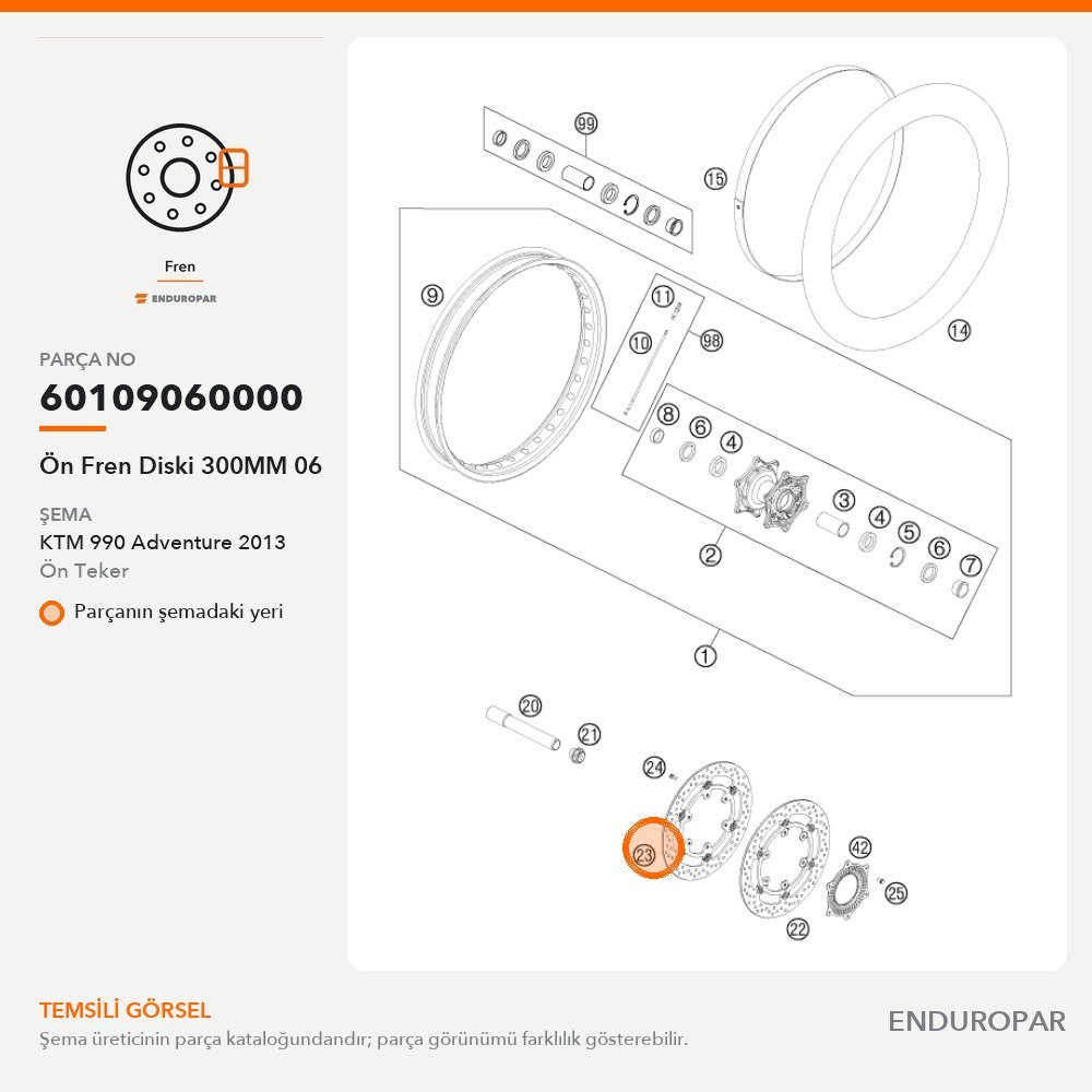Ön Fren Diski 300MM 06 60109060000 parça şeması