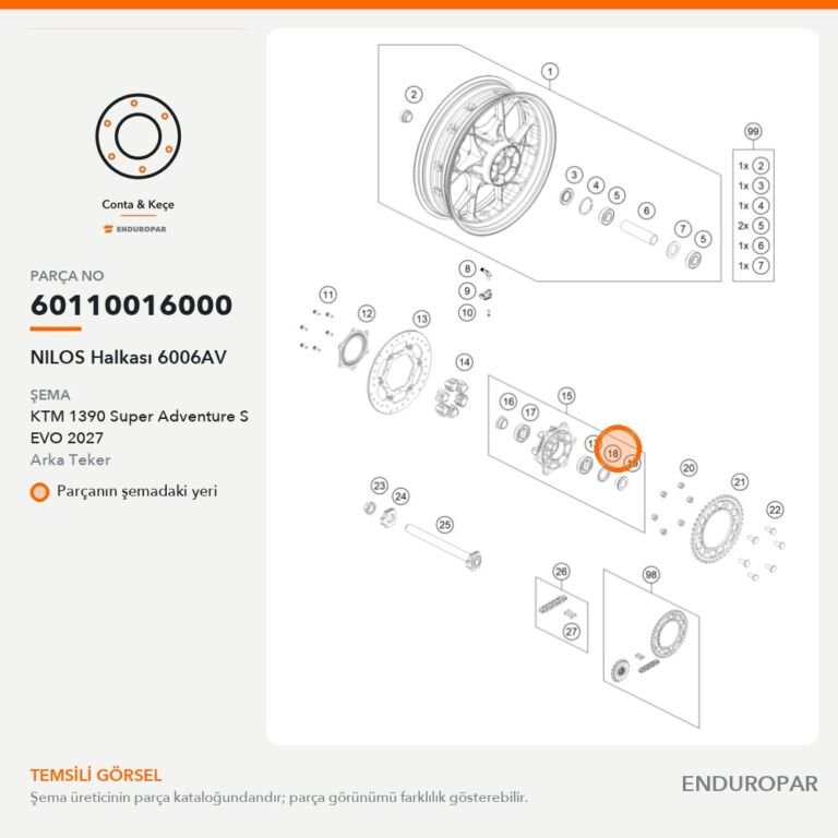 NILOS Halkası 6006AV 60110016000 parça şeması