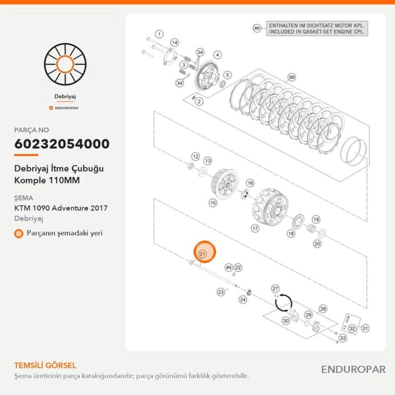 Debriyaj İtme Çubuğu Komple 110MM 60232054000 parça şeması