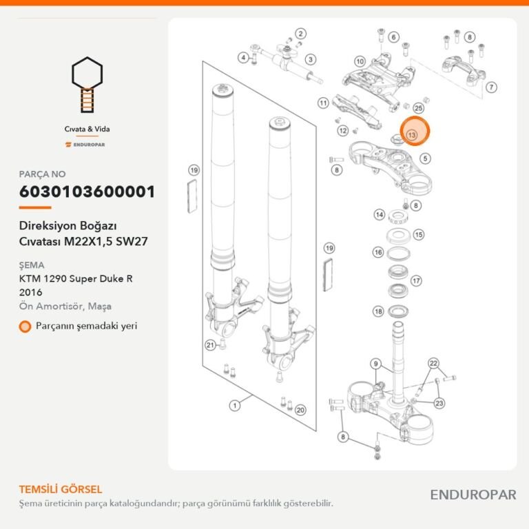 Direksiyon Boğazı Cıvatası M22X1,5 SW27 6030103600001 parça şeması