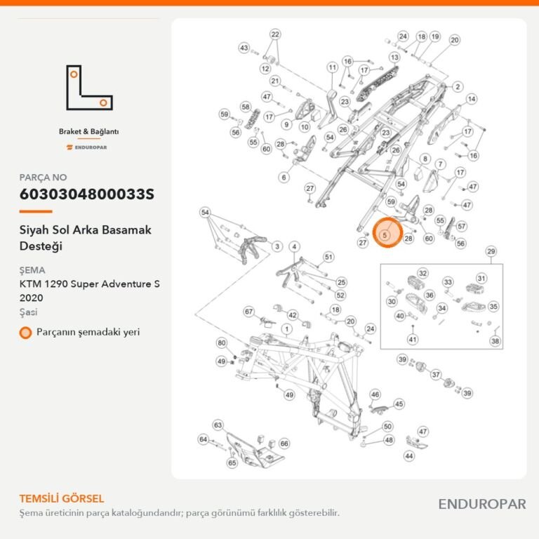 Siyah Sol Arka Basamak Desteği 6030304800033S parça şeması