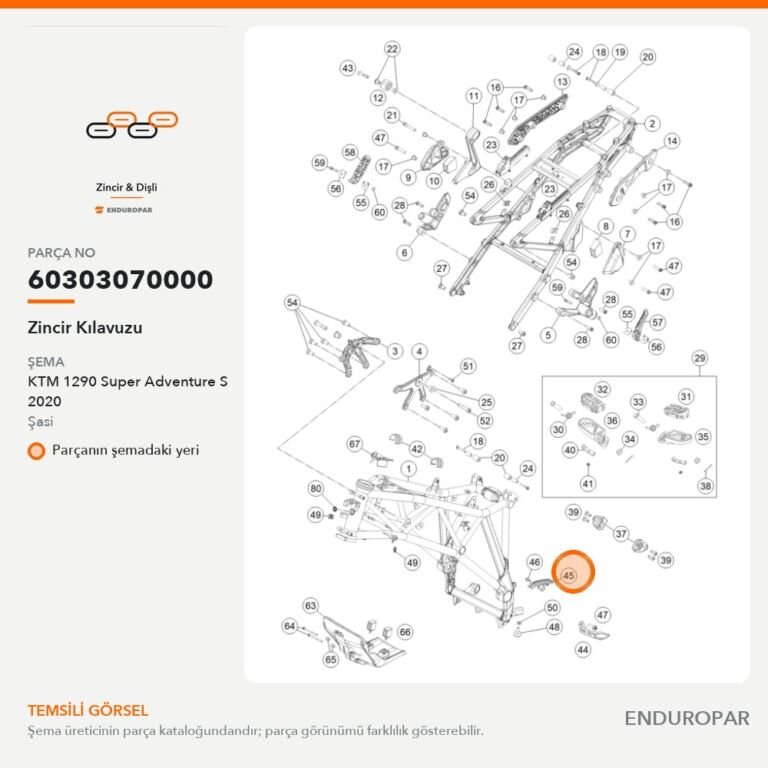 Zincir Kılavuzu 60303070000 parça şeması