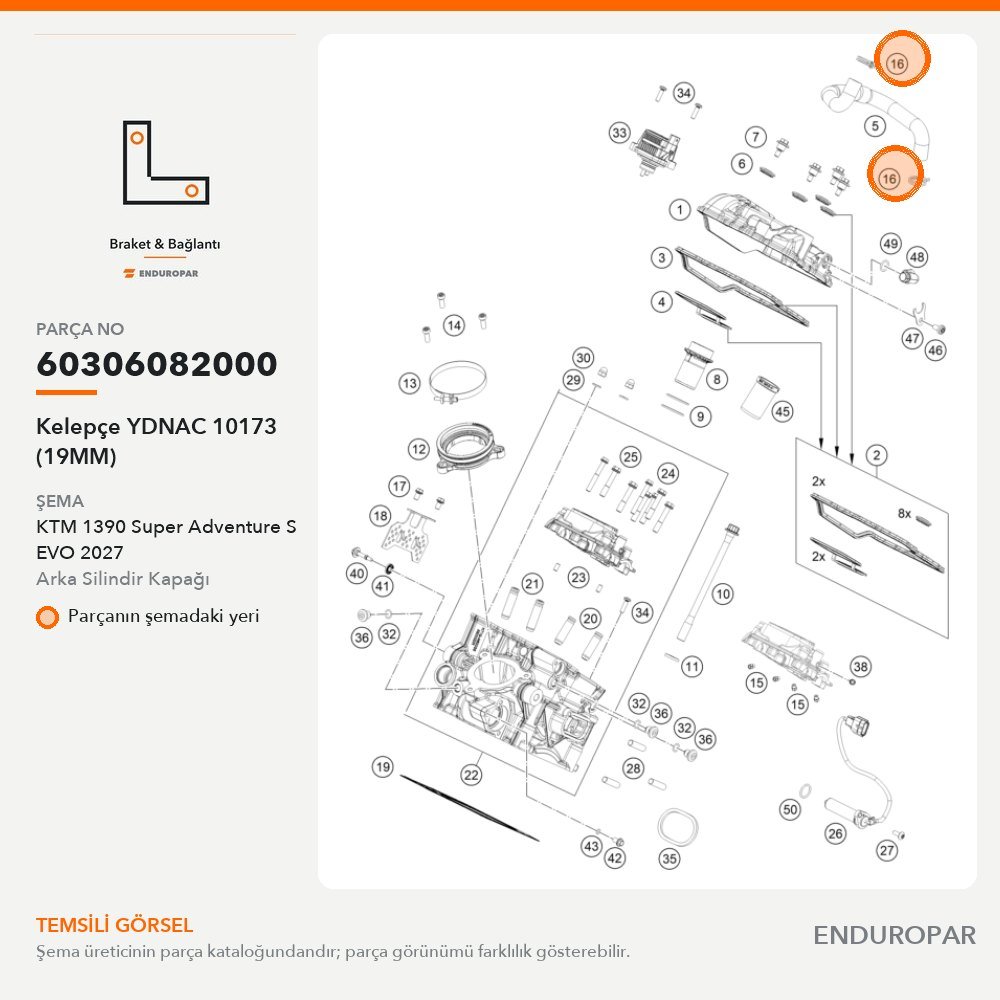 Kelepçe YDNAC 10173 (19MM) 60306082000 parça şeması
