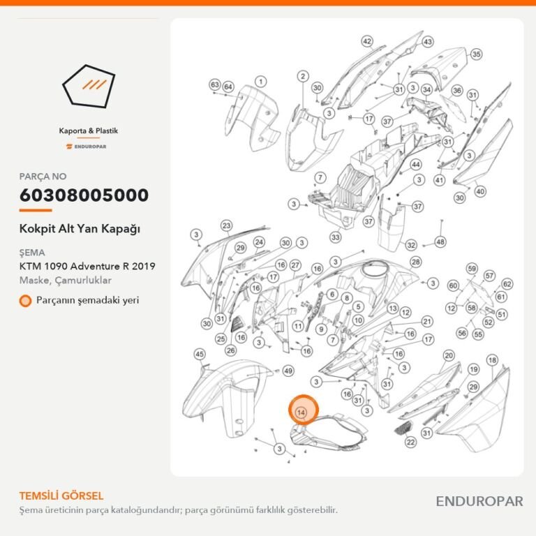 Kokpit Alt Yan Kapağı 60308005000 parça şeması
