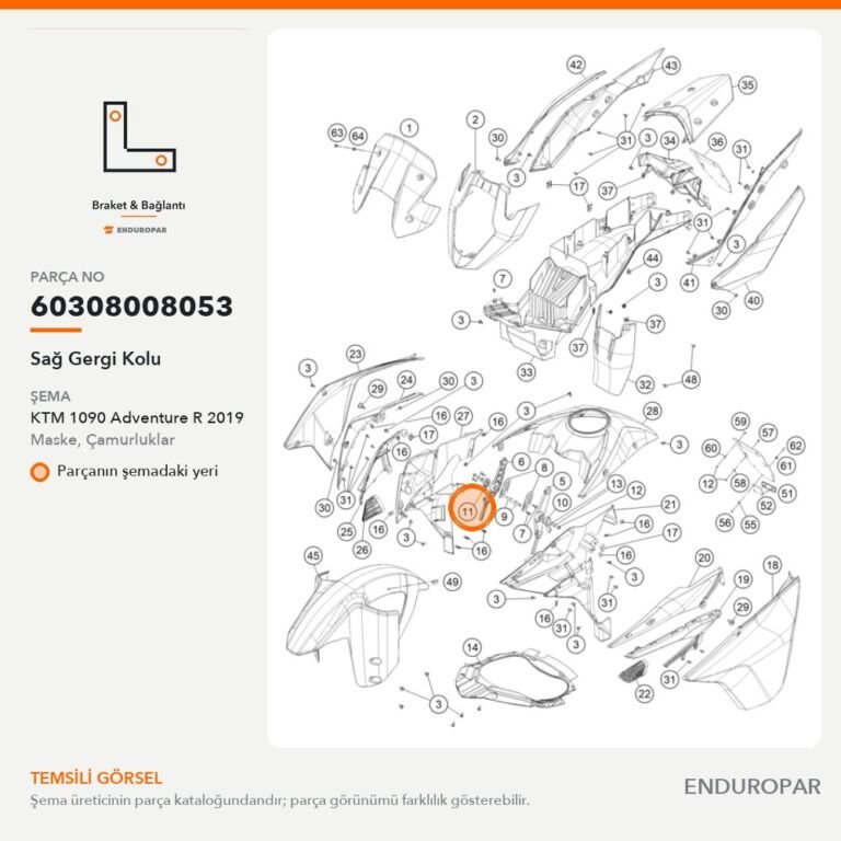 Sağ Gergi Kolu 60308008053 parça şeması