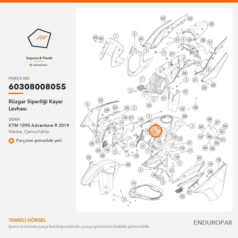 Rüzgar Siperliği Kayar Levhası 60308008055 parça şeması