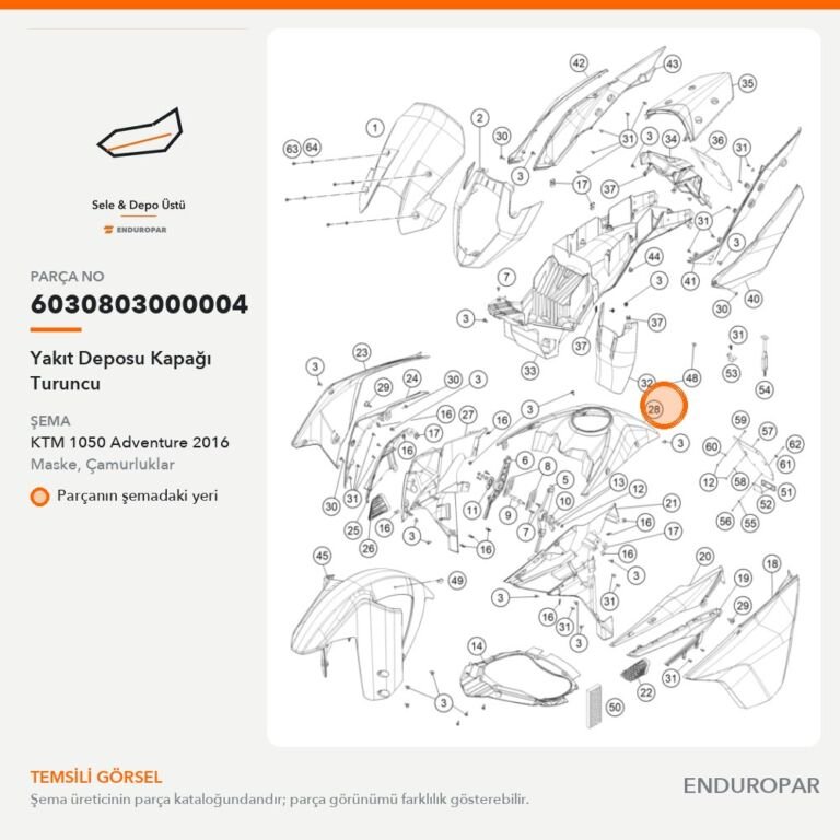 Yakıt Deposu Kapağı Turuncu 6030803000004 parça şeması
