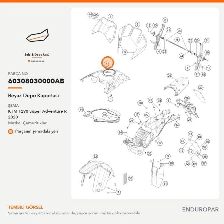 Beyaz Depo Kaportası 60308030000AB parça şeması