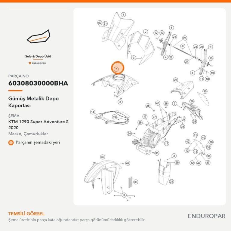 Gümüş Metalik Depo Kaportası 60308030000BHA parça şeması