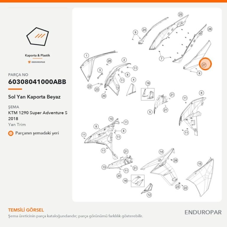 Sol Yan Kaporta Beyaz 60308041000ABB parça şeması