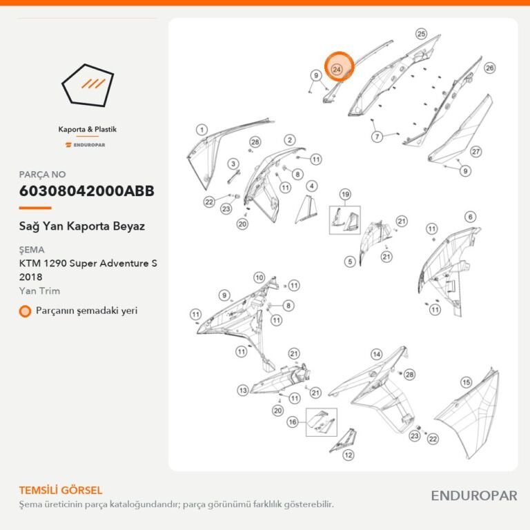 Sağ Yan Kaporta Beyaz 60308042000ABB parça şeması