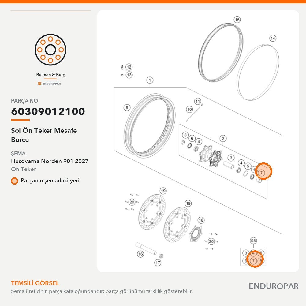 Sol Ön Teker Mesafe Burcu 60309012100 parça şeması