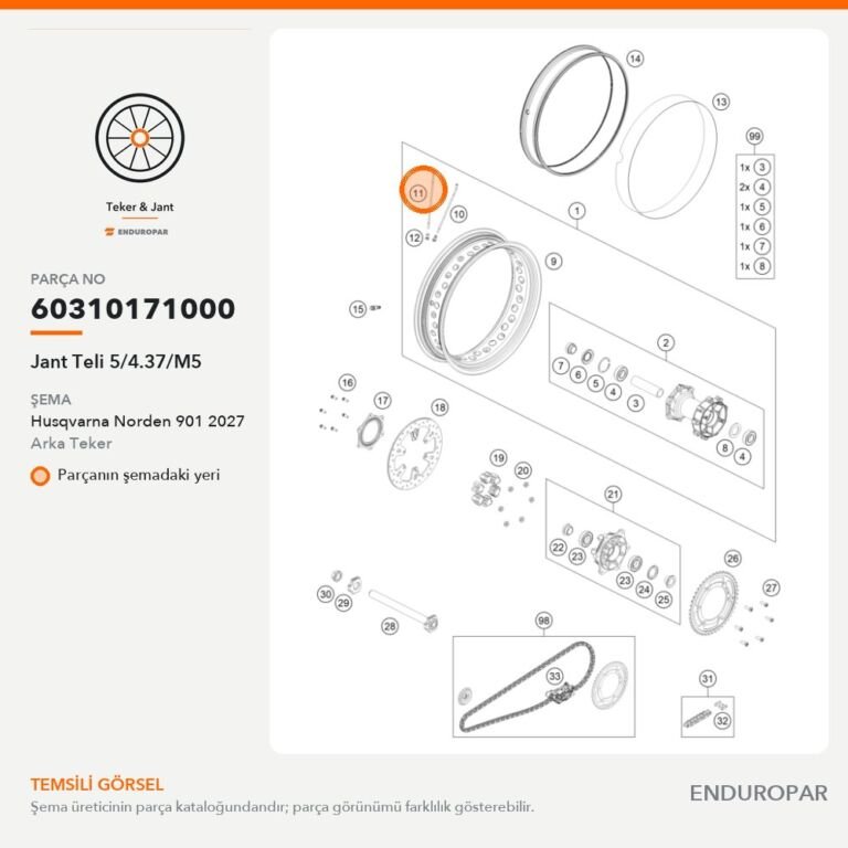 Jant Teli 5/4.37/M5 60310171000 parça şeması