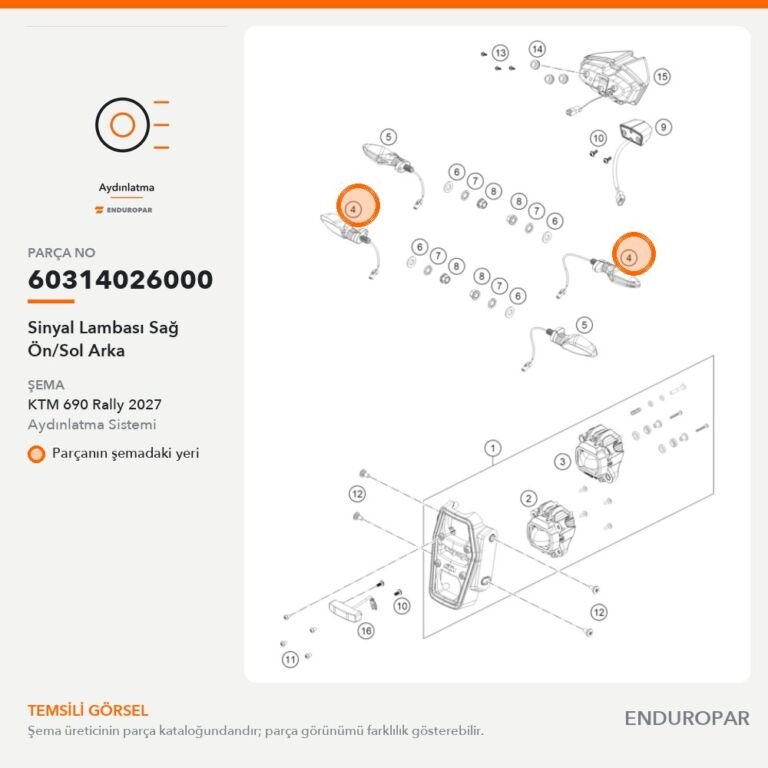 Sinyal Lambası Sağ Ön/Sol Arka 60314026000 parça şeması