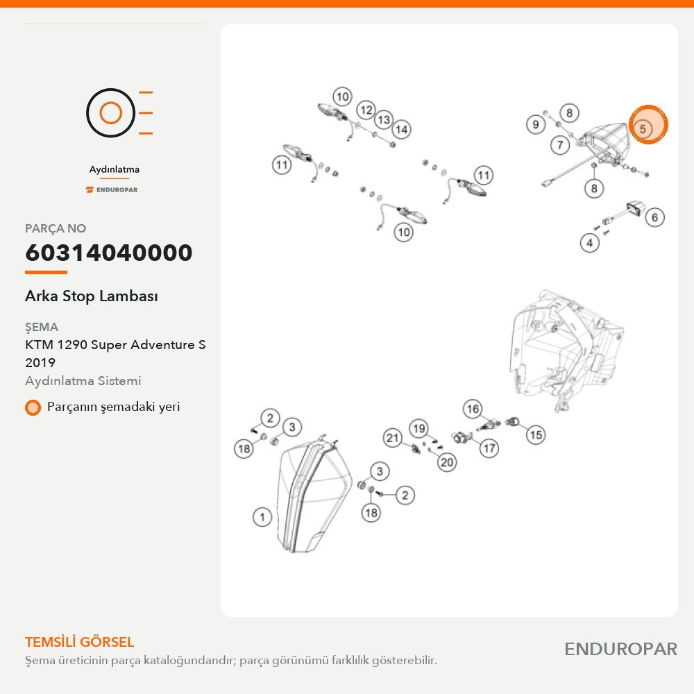 Arka Stop Lambası 60314040000 parça şeması