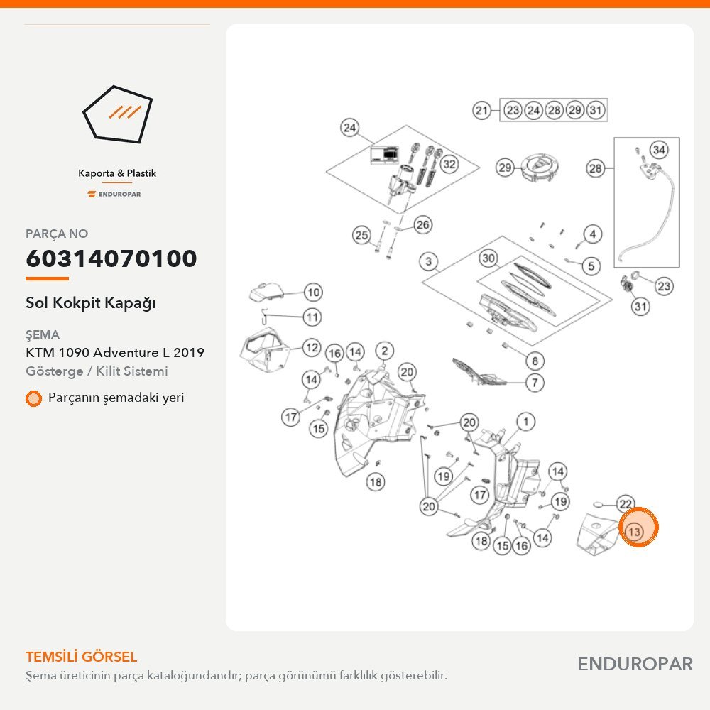 Sol Kokpit Kapağı 60314070100 parça şeması