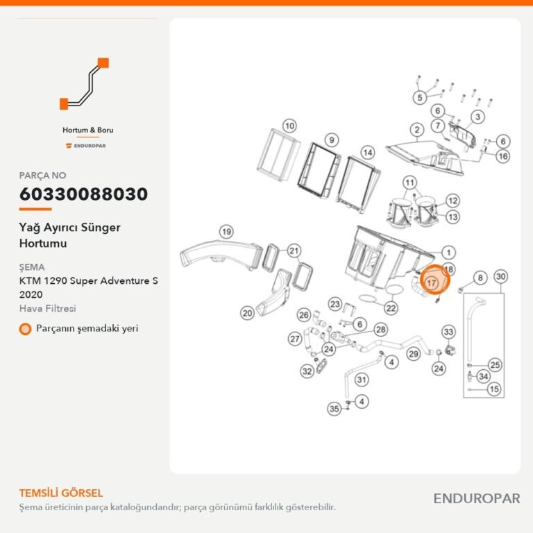 Yağ Ayırıcı Sünger Hortumu 60330088030 parça şeması