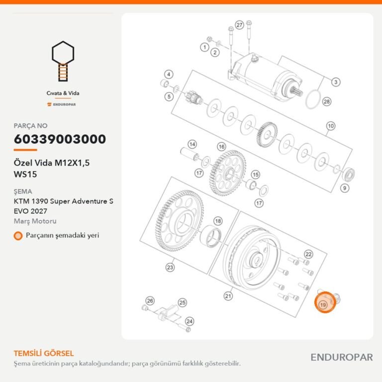 Özel Vida M12X1,5 WS15 60339003000 parça şeması