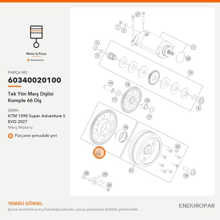 Tek Yön Marş Dişlisi Komple 66 Diş 60340020100 parça şeması