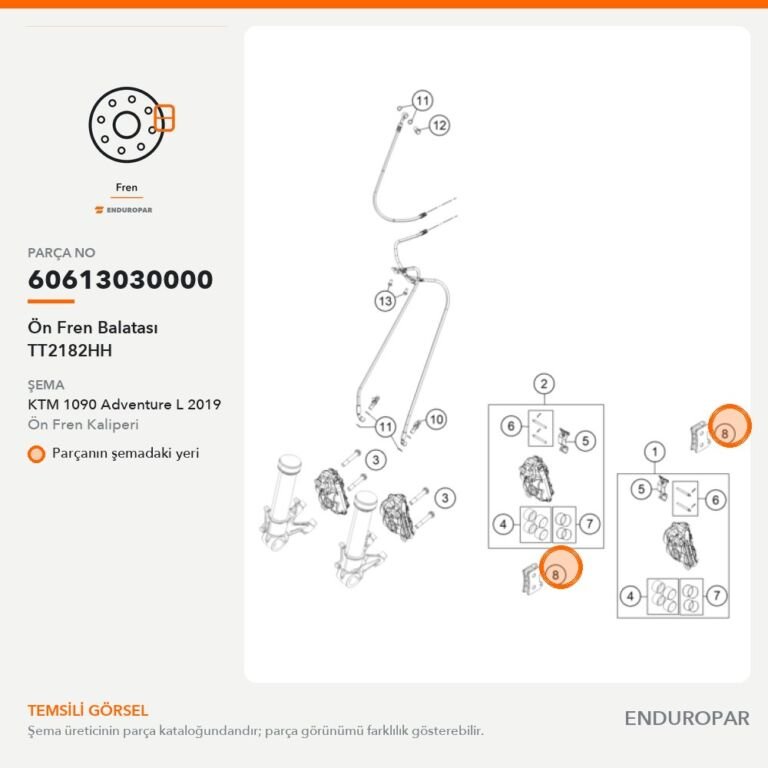 Ön Fren Balatası TT2182HH 60613030000 parça şeması