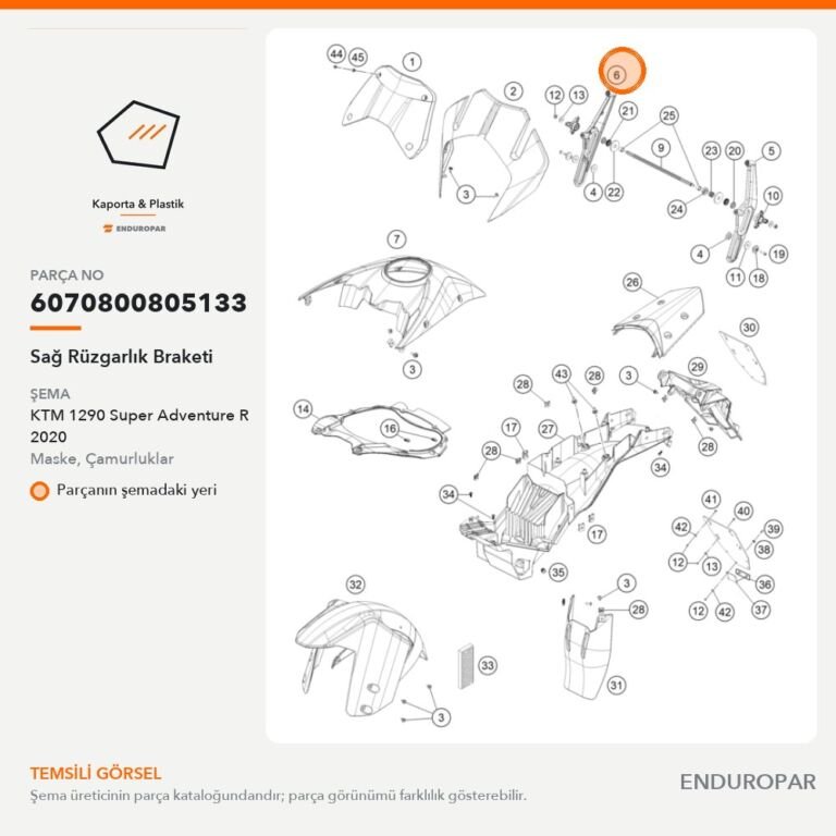Sağ Rüzgarlık Braketi 6070800805133 parça şeması