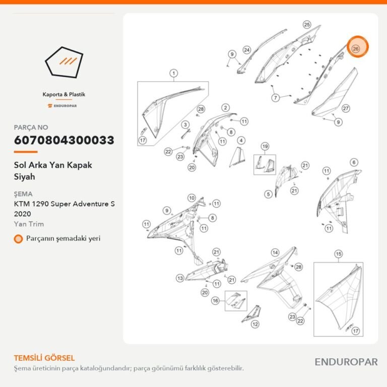 Sol Arka Yan Kapak Siyah 6070804300033 parça şeması