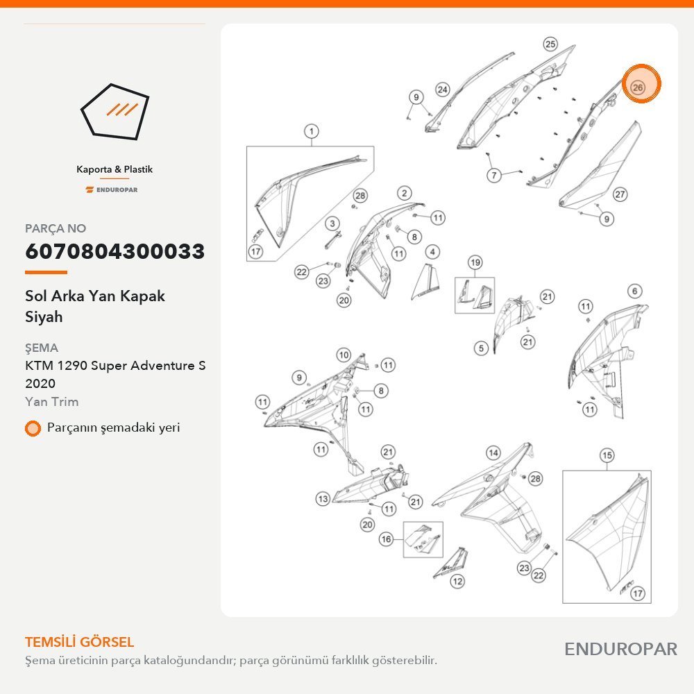 Sol Arka Yan Kapak Siyah 6070804300033 parça şeması