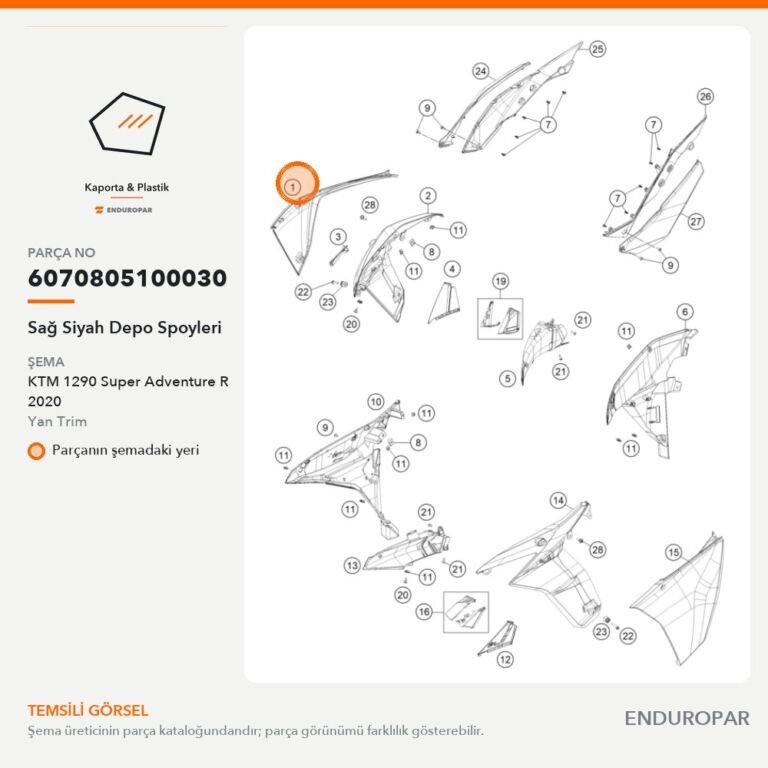 Sağ Siyah Depo Spoyleri 6070805100030 parça şeması