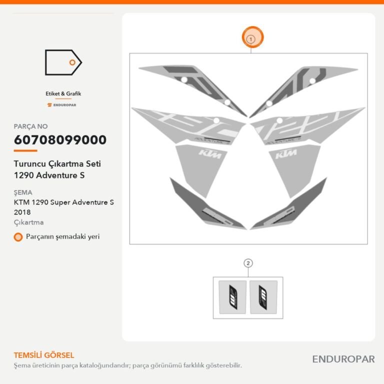 Turuncu Çıkartma Seti 1290 Adventure S 60708099000 parça şeması