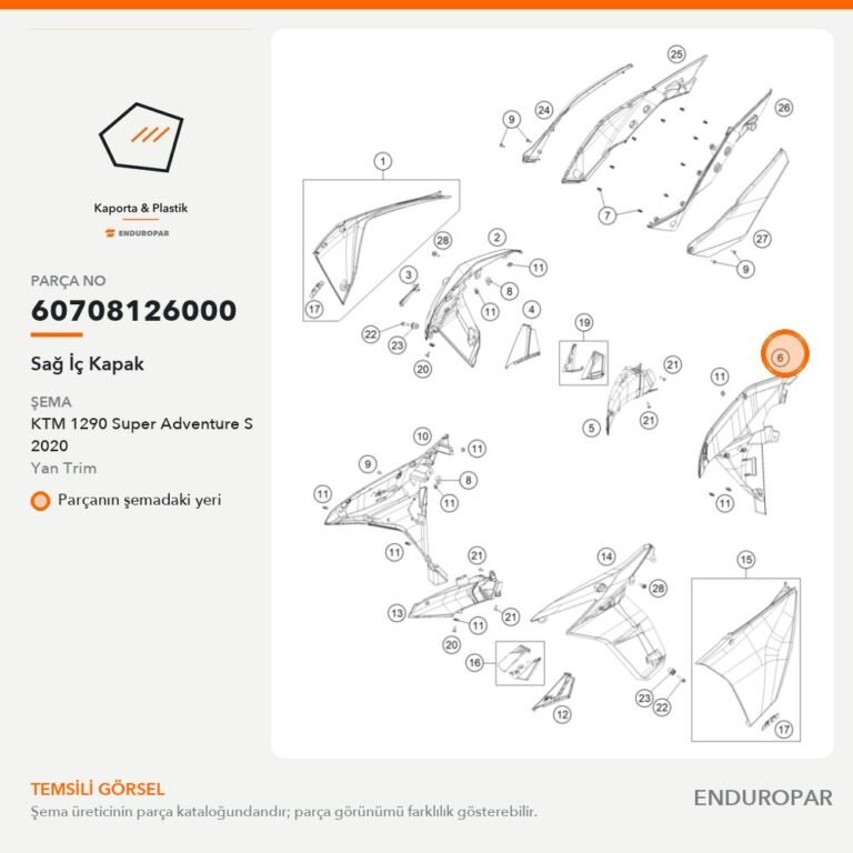 Sağ İç Kapak 60708126000 parça şeması