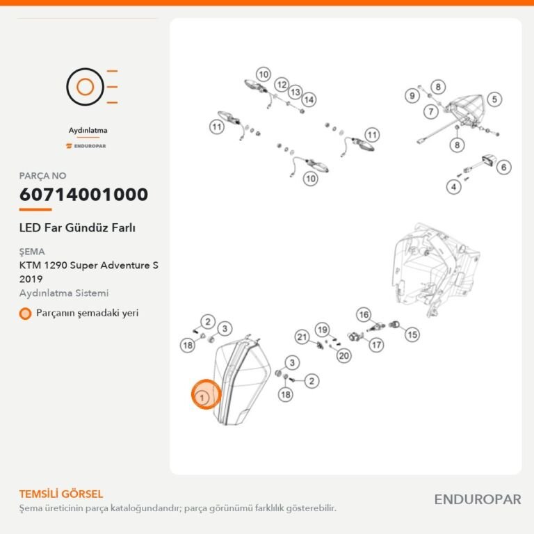 LED Far Gündüz Farlı 60714001000 parça şeması