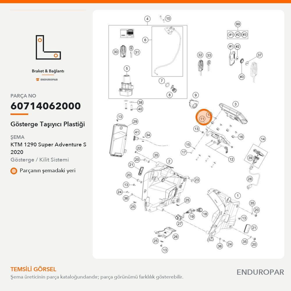 Gösterge Taşıyıcı Plastiği 60714062000 parça şeması