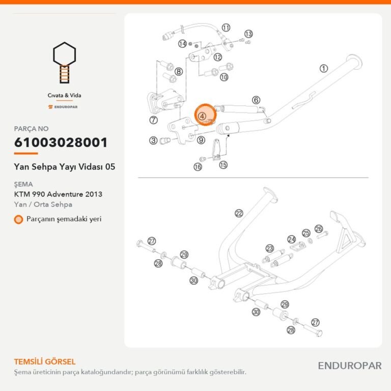 Yan Sehpa Yayı Vidası 05 61003028001 parça şeması