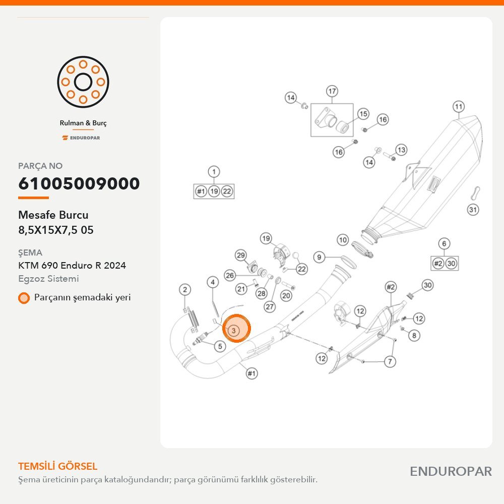 Mesafe Burcu 8,5X15X7,5 05 61005009000 parça şeması