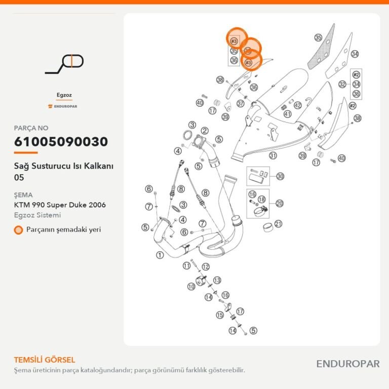 Sağ Susturucu Isı Kalkanı 05 61005090030 parça şeması
