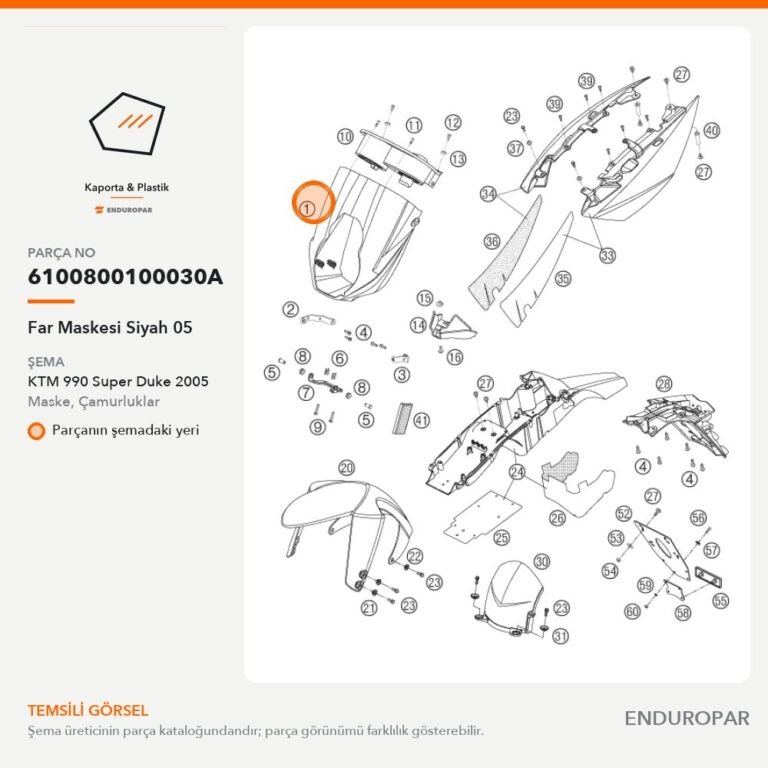 Far Maskesi Siyah 05 6100800100030A parça şeması