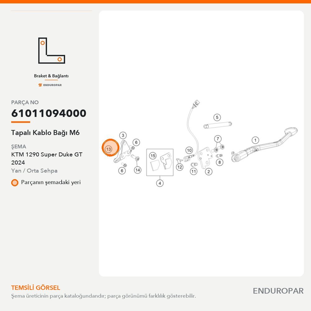 Tapalı Kablo Bağı M6 61011094000 parça şeması