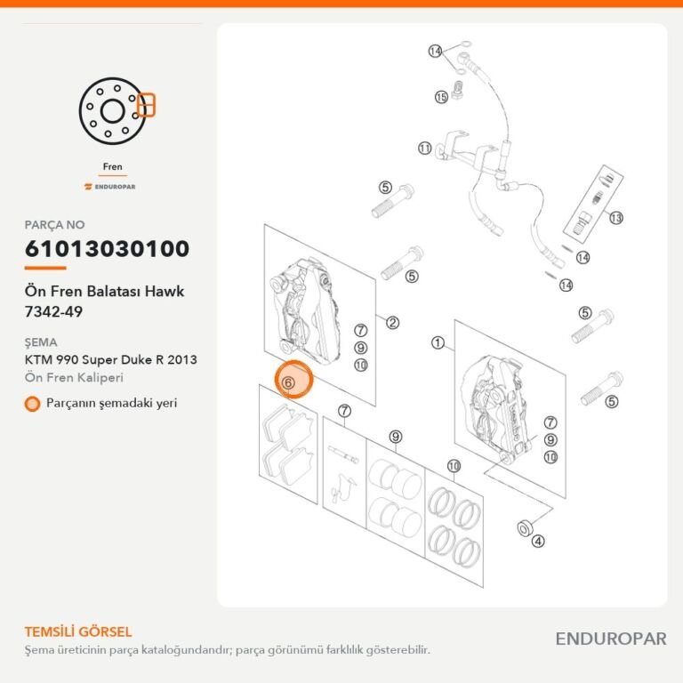 Ön Fren Balatası Hawk 7342-49 61013030100 parça şeması