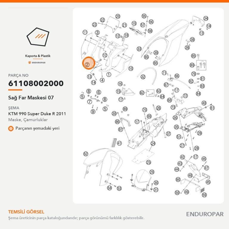 Sağ Far Maskesi 07 61108002000 parça şeması