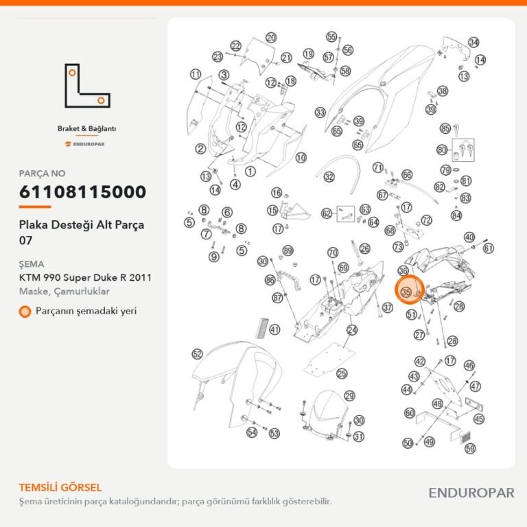 Plaka Desteği Alt Parça 07 61108115000 parça şeması
