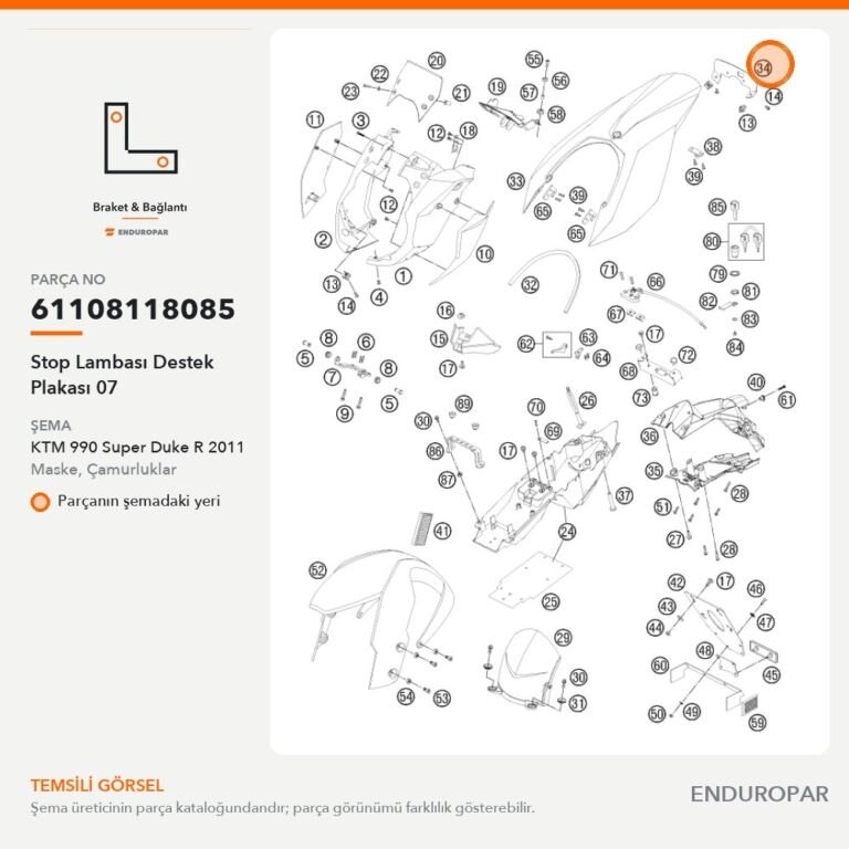Stop Lambası Destek Plakası 07 61108118085 parça şeması