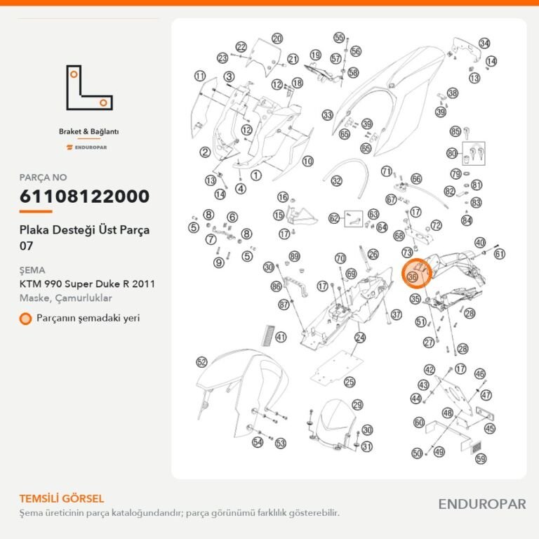 Plaka Desteği Üst Parça 07 61108122000 parça şeması