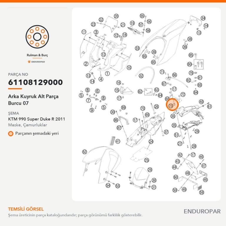 Arka Kuyruk Alt Parça Burcu 07 61108129000 parça şeması