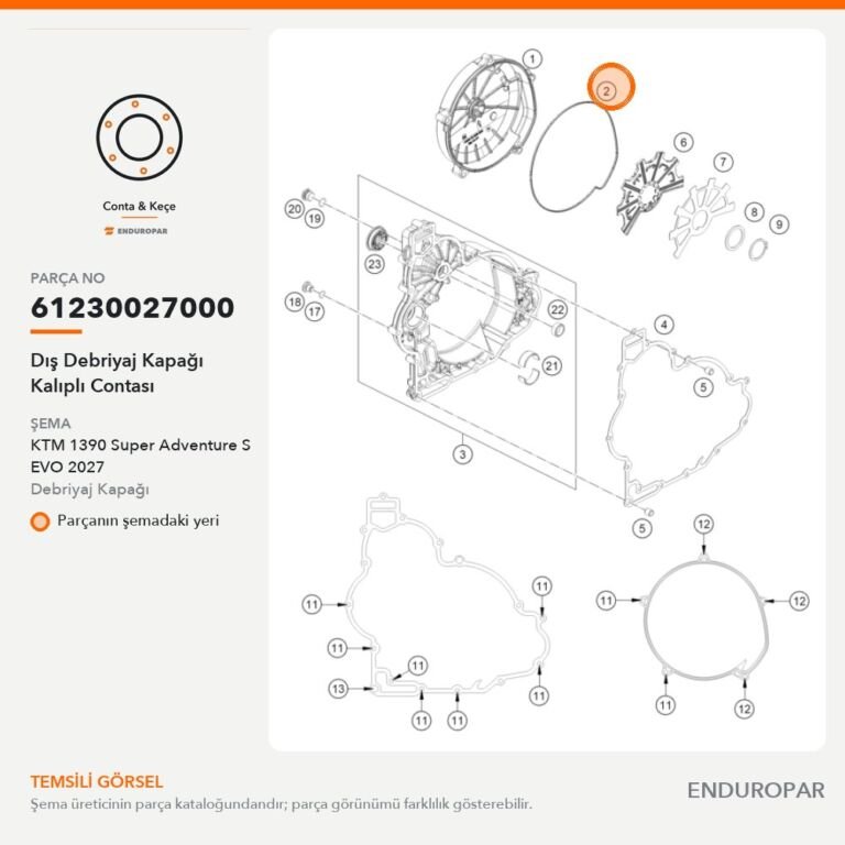 Dış Debriyaj Kapağı Kalıplı Contası 61230027000 parça şeması
