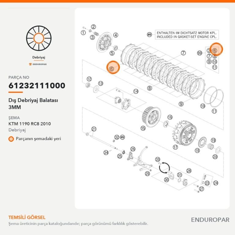 Dış Debriyaj Balatası 3MM 61232111000 parça şeması