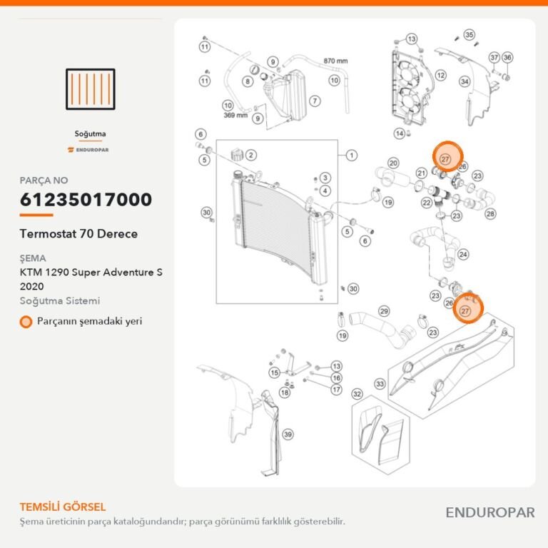 Termostat 70 Derece 61235017000 parça şeması