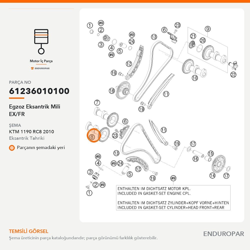Egzoz Eksantrik Mili EX/FR 61236010100 parça şeması