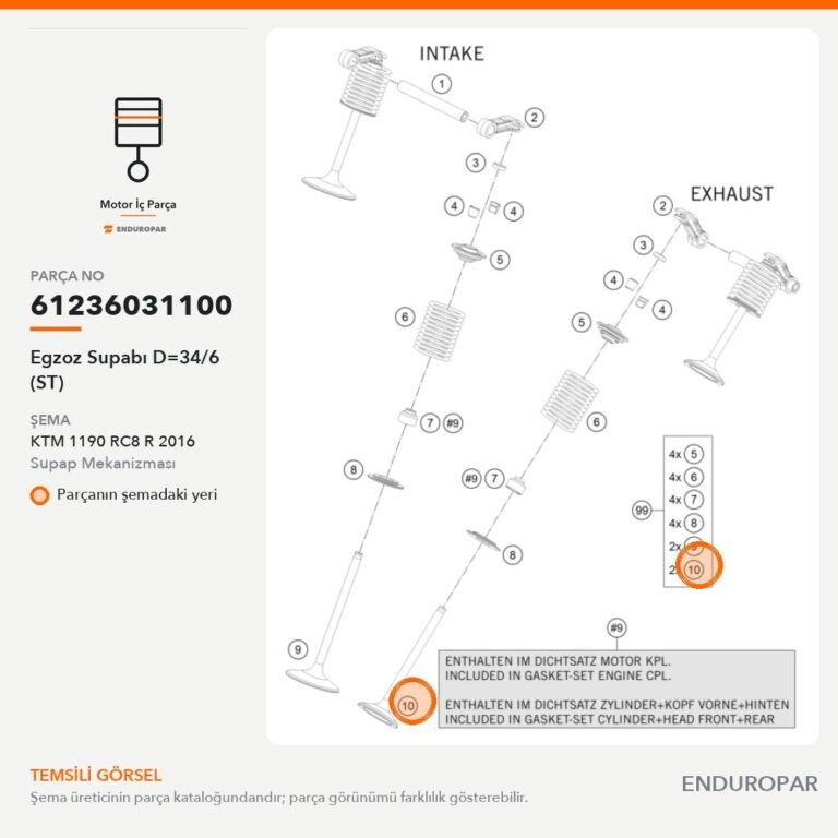 Egzoz Supabı D=34/6 (ST) 61236031100 parça şeması