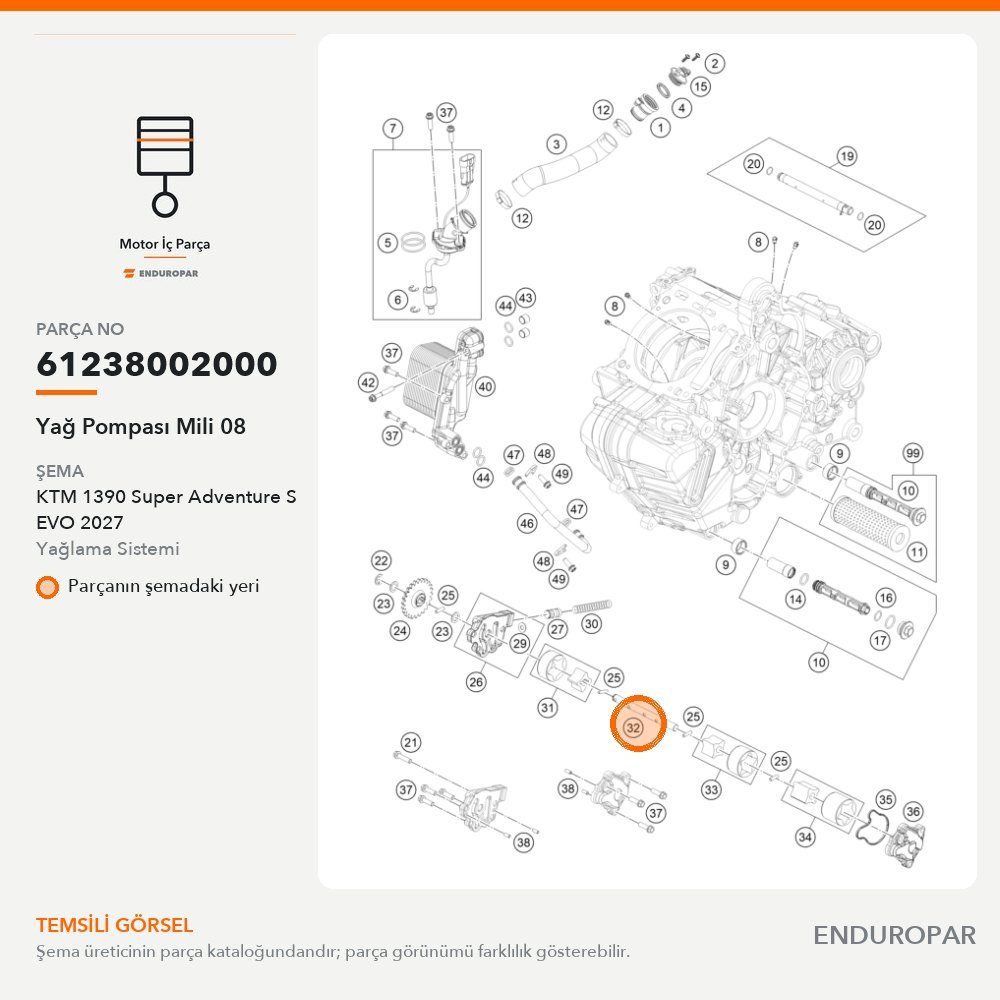 Yağ Pompası Mili 08 61238002000 parça şeması