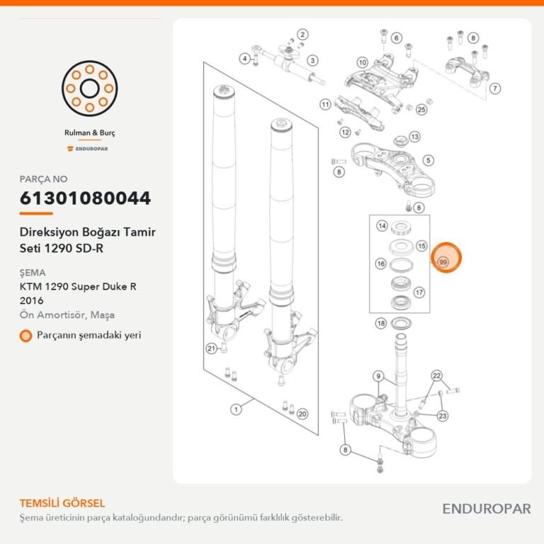 Direksiyon Boğazı Tamir Seti 1290 SD-R 61301080044 parça şeması
